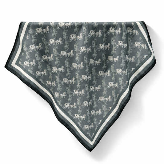 Vintage Luxury Carriage Print Cotton-Linen Scarf